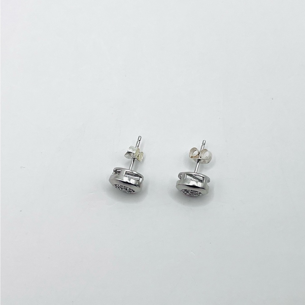 Natural Diamond Stud Earrings 925 Sterling Silver - Picture 4 of 6